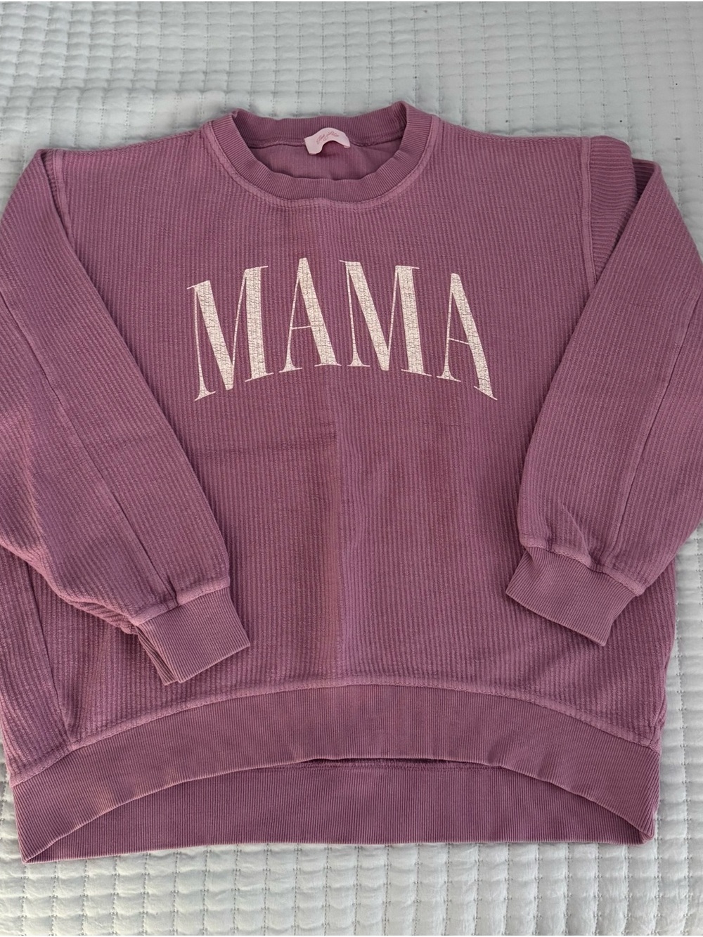 Pink Lily Ribbed MAMA Crewneck Sweatshirt